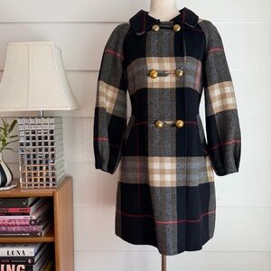 Burberry London Plaid Wool Cashmere Coat size 42 US M